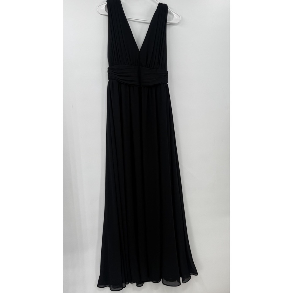 Lulus S Maxi Dress Womens Black Heavenly Hues V-Neck Chiffon Formal Gown Slit